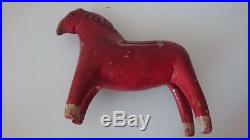 Antique Swedish Dala Horse. Folk Art Carved Sweden Hand Painted. RARE