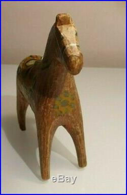Antique Swedish Dala Horse. Folk Art Carved Sweden Hand Painted. R A R E