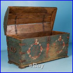 Antique Swedish Folk Art Painted Dome Top Trunk