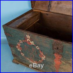 Antique Swedish Folk Art Painted Dome Top Trunk