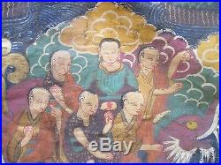 Antique Tibet Thangka Buddha Iconic 19th Century Ornate Spiritual Asian Folk Art