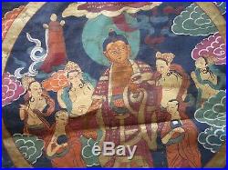 Antique Tibet Thangka Buddha Iconic 19th Century Ornate Spiritual Asian Folk Art