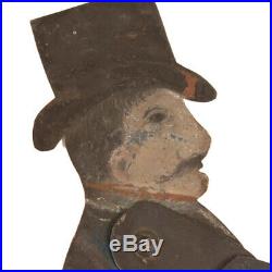 Antique Top Hat Man Tin Toy Jointed Puppet c. 1860s Folk Art Old Paint AAFA