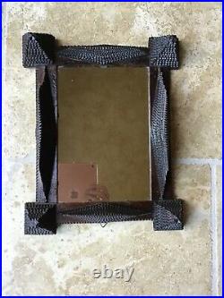 Antique Tramp Art/Folk Art picture frame/mirror with13-layer pyramid decoration