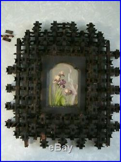 Antique Tramp Folk Art wood Picture Frame Crown of Thorns