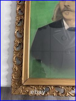 Antique Victorian Portrait Charcoal on Paper Laid on Canvas c1870s Framed