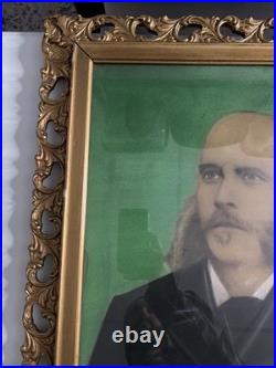 Antique Victorian Portrait Charcoal on Paper Laid on Canvas c1870s Framed