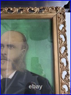 Antique Victorian Portrait Charcoal on Paper Laid on Canvas c1870s Framed