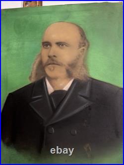 Antique Victorian Portrait Charcoal on Paper Laid on Canvas c1870s Framed