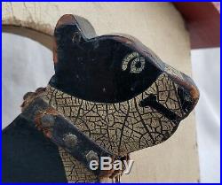 Antique Vintage American Folk Art Dog House Pitbull Jewel Collar Original Paint