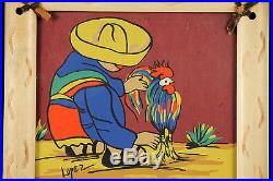 Antique/Vintage Original Mexican Painting Signed Original Frame Folk Art Mexico