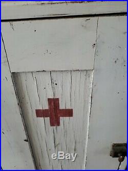 Antique Vintage Primitive Folk Art Medical Wood Painted Cabinet Cupboard