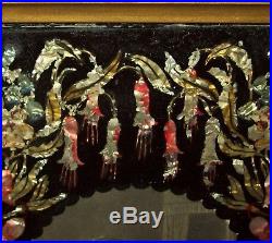 Antique Vtg 19th C 1870s Folk Art Tinsel Painting Reverse on Glass Great Cond