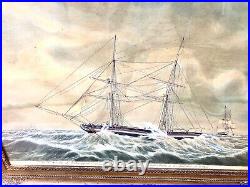 Antique Watercolor Ship Nikaloi Newburyport off Cattagat by Jacob Petersen 1830
