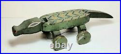 Antique Wood Carved And Painted folk art Alligator 20th. Century