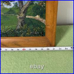 Antique Wooded Cabin Oil Painting Framed 21x17 Folk Art