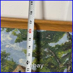 Antique Wooded Cabin Oil Painting Framed 21x17 Folk Art