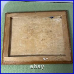 Antique Wooded Cabin Oil Painting Framed 21x17 Folk Art