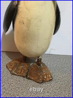 Antique Wooden Folk Art Carved and Painted Penguin primitive 10 1/2