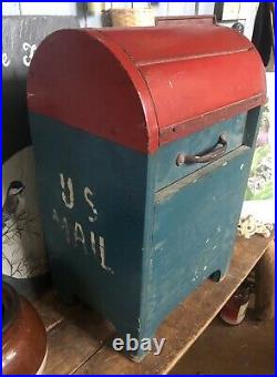 Antique Wooden Folk Art US Mail Postal Letter Drop Box Original Old Paint Nice