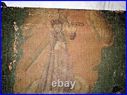 Antique and Original Mexican Retablo Oil Painting ca. 1820 Canvas on Wood Board