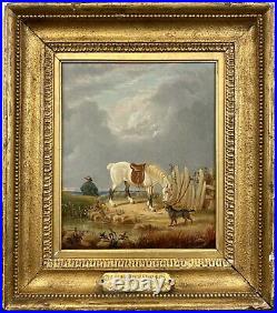 Antique c. 1836 19th C. English Horse Dog & Hunter Attributed to Joseph Rhodes