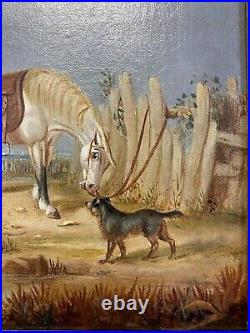 Antique c. 1836 19th C. English Horse Dog & Hunter Attributed to Joseph Rhodes