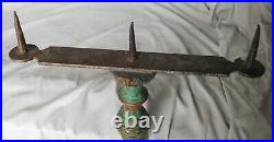 Antique folk art candle stand candelabrum wrought iron 18th c paint decorated
