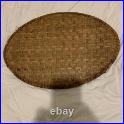 Antique folk art chicken painting On Basket Weave Tray Antique folk art chicken painting On Basket Weave Tray