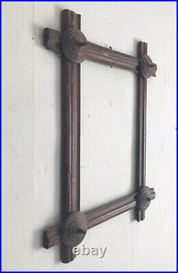 Antique folk art picture frame, tramp art frame, early primitive frame, AAFA