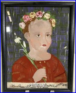 Antique mexican folk art painting