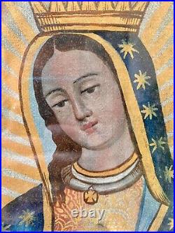 Antique mexican painting Virgen de Guadalupe