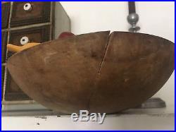 Antique primitive bowl with early painted wood fruit best folk art display AAFA