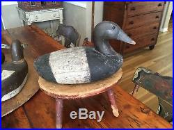 Antique wooden decoy with milking stool orig. Paint great folk art piece. AAFA
