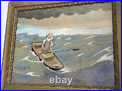 Antonio Romano Watercolor Painting Folk Art Outsider The Old Man And The Sea