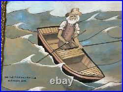 Antonio Romano Watercolor Painting Folk Art Outsider The Old Man And The Sea