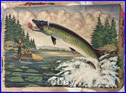 Appalachian Tennessee Artist Willard J Allen Painting Pike Muskie Fishing Boat Appalachian Tennessee Artist Willard J Allen Painting Pike Muskie Fishing Boat
