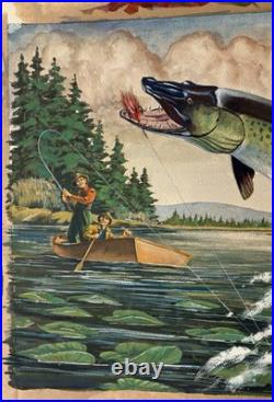 Appalachian Tennessee Artist Willard J Allen Painting Pike Muskie Fishing Boat Appalachian Tennessee Artist Willard J Allen Painting Pike Muskie Fishing Boat