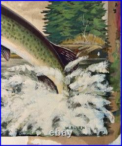 Appalachian Tennessee Artist Willard J Allen Painting Pike Muskie Fishing Boat Appalachian Tennessee Artist Willard J Allen Painting Pike Muskie Fishing Boat