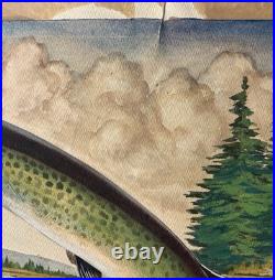 Appalachian Tennessee Artist Willard J Allen Painting Pike Muskie Fishing Boat Appalachian Tennessee Artist Willard J Allen Painting Pike Muskie Fishing Boat