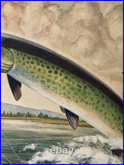 Appalachian Tennessee Artist Willard J Allen Painting Pike Muskie Fishing Boat Appalachian Tennessee Artist Willard J Allen Painting Pike Muskie Fishing Boat