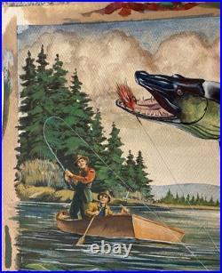 Appalachian Tennessee Artist Willard J Allen Painting Pike Muskie Fishing Boat Appalachian Tennessee Artist Willard J Allen Painting Pike Muskie Fishing Boat