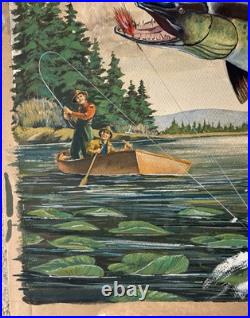 Appalachian Tennessee Artist Willard J Allen Painting Pike Muskie Fishing Boat Appalachian Tennessee Artist Willard J Allen Painting Pike Muskie Fishing Boat