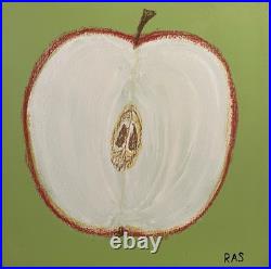 Apple Original Folk Art Painting By Randall Stephens 12x12
