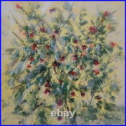 Art Oil Painting Original Large 24 Floral Flowers Bush American Raspberry Kravt