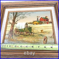 Art R. Smith Americana Folk Art Oil Painting Farm Country Living Covered Wagon