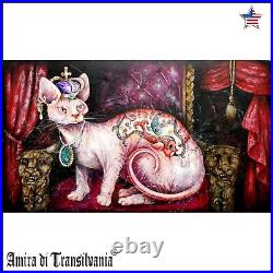 Art painting animal portrait sphynx cats figurative surrealism fetish tatoo art