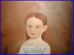 Arthur Glazier Folk Art Original Painting Young girl Primitive Large