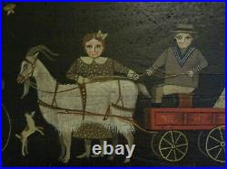 Arthur Glazier Folk Art Painting People & Animals Repurposed Lumber 18x35