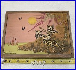 Arturo Alcala Painting Gouache On Wood Three Cheetahs 8 x 6 Mexican Folk Art